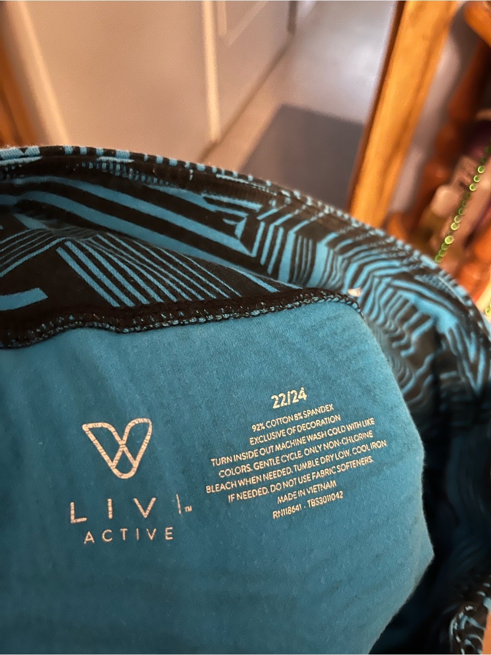 Livi Active Teal Leggings with Black Geometric Trim